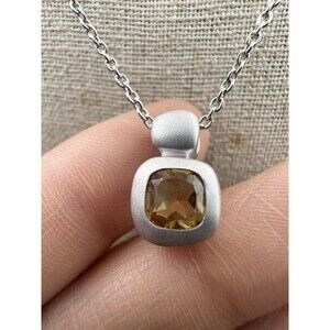 Kate 48 Sterling Silver 925 Natural Citrine Pendant Necklace 17.5”